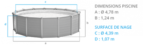 Piscine Graphite - Ronde - Ø 4,78 m x 1,24 m