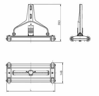 Balai en aluminium anodisé L350-D38 - à vis papillon