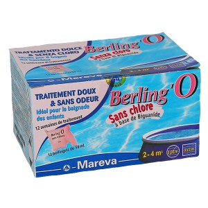 Berling'O sans chlore - 12 x 50 ml - 2 à 4 m3 - Chlore, oxygène actif, brome - Mareva