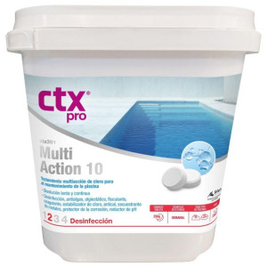 CTX 396 - Multi action 10 - Galet 250 g - 5 kg - Chlore, oxygène actif, brome - CTX