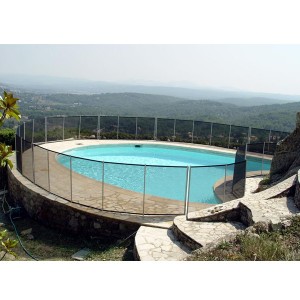 Beethoven Prestige 30MM BLANCHE 4M - 5 piquets anodisés blancs - Barrière piscine - Piscine Sécurité