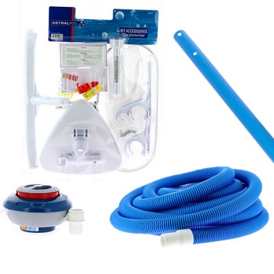 Veddelholzer Kit de Nettoyage de Piscine 5 en 1. Accessoires de Piscine,  Nettoyeur de Piscine, testeur de pH et de Chlore et écumeur pour  l'entretien de la Piscine pour débutants avec Instructions. 