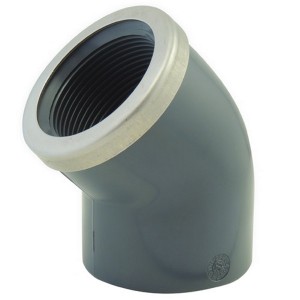 Coude 45° PVC pression à visser renforcé FF Ø50-11/2 - Raccords - Générique