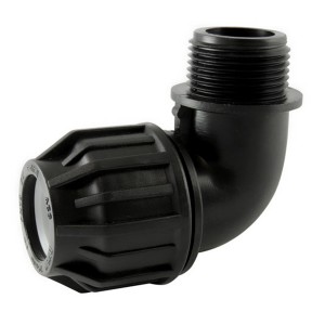 Adaptateur coudé à 90° mâle PE Compression Codital Ø75-3 - Raccords - Codital