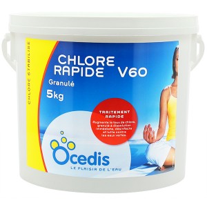 Chlore rapide V60 - Granulés - 1x5 kg - Chlore, oxygène actif, brome - Ocedis