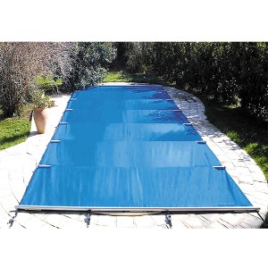 Tramontane Bleu/Beige - 7x4m - Piton douille inox - Bâche à barres - Astralpool
