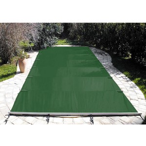 Tramontane Vert/Beige - 10x5m - Piton douille inox - Bâche à barres - Astralpool