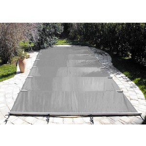 Tramontane Gris/Gris - 10x5m - Piton douille inox - Bâche à barres - Astralpool