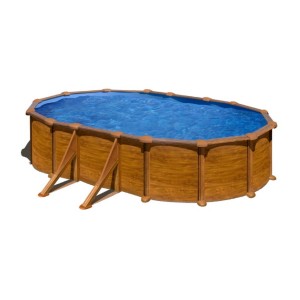 Piscine acier Mauritius - Imitation bois - Ovale - 5 m x 3 m x 1,32 m - Piscine acier - Gre