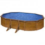 Piscine acier Pacific - Imitation bois - Ovale - 6,10 m x 3,75 m x 1,20 m