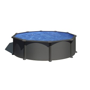 Piscine acier Juni - Gris anthracite - Ronde - Ø 4,80 m x 1,32 m - Piscine acier - Gre