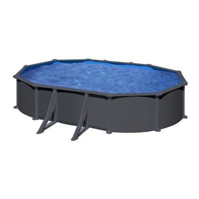 La Piscine acier Juni - Gris anthracite - Ovale - 6,34 m x 3,99 m x 1,32 m