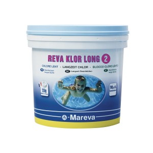 Reva Klor long - Galet 250g - 5 kg - Chlore, oxygène actif, brome - Mareva