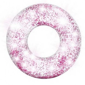 Bouée tube Glitter - Rose pailleté - Jeux piscine - Intex