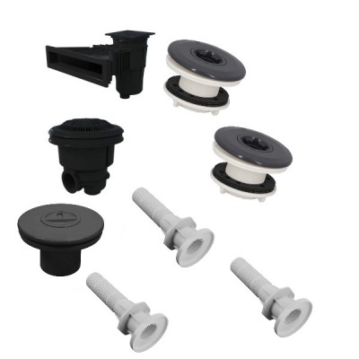  Kit pièces à sceller - modèle Norm - Piscine jusqu'à 7x3  liner/béton - Gris anthracite