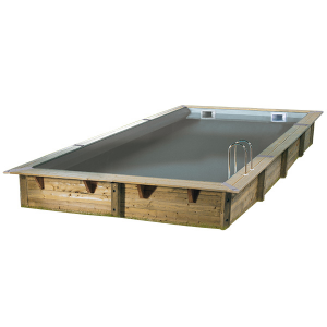 Piscine Linéa 650 x 350 - H140 cm - Liner gris 75/100ème - Piscine bois - Ubbink