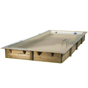 Piscine Linéa 650 x 350 - H140 cm - Liner beige 75/100ème - Piscine bois - Ubbink