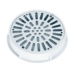 Grille d'écoulement Inox - Ø200 mm - Support plastique blanc - Béton - Pièce à sceller - AstralPool