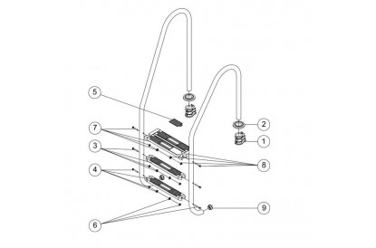 Pièces détachée Echelle asymètrique - 3 marches