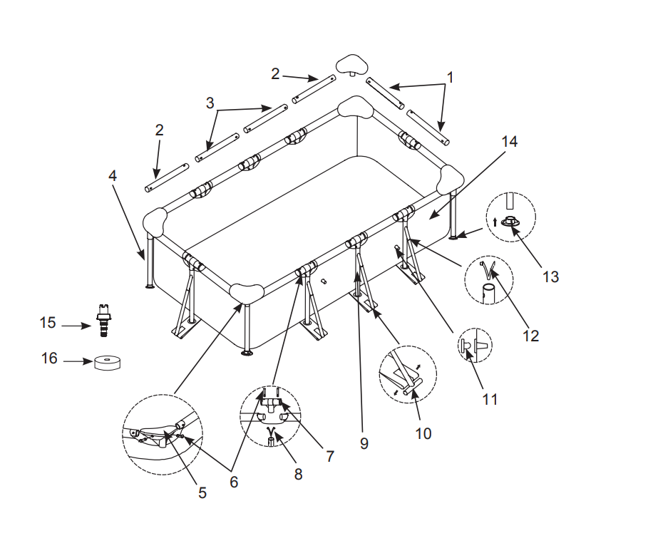 Kit piscine Metal Frame Junior rectangulaire INTEX 4,50 x 2,20 x 0,84 m