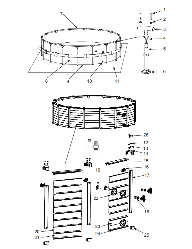 Pièces Détachées Intex Piscine Tubulaire Graphite Ronde 478 M X 1