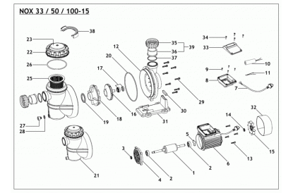 Pièces détachée NOX 100-15 M - 1 CV - 14 m3/h - RECONDITIONNÉ - Parfait état