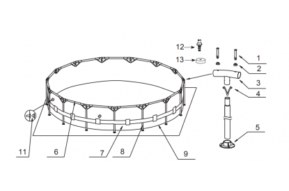 Pièces détachée Piscine tubulaire Metal Frame - Ronde - Ø 4,57 m x 1,22 m - RECONDITIONNÉ - Bon état