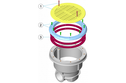 Pièces détachée Bonde de fond liner métrique - modèle Norm - Grille plate - Sable