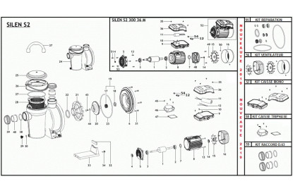 Pièces détachée Silen S2 300 36 T - 3 CV - 36 m3/h - RECONDITIONNÉ - Bon état