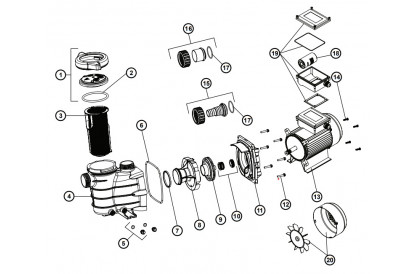 Pièces détachée Powerline 1 CV - Mono - IE2 - 15 m3/h