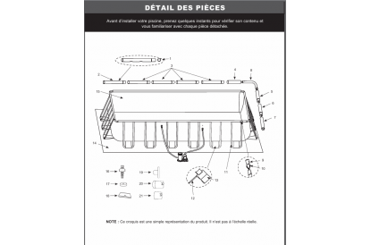 Pièces détachée Piscine tubulaire Ultra XTR - Rectangulaire - 7,32 m x 3,66 m x 1,32 m - RECONDITIONNÉ - Très bon état